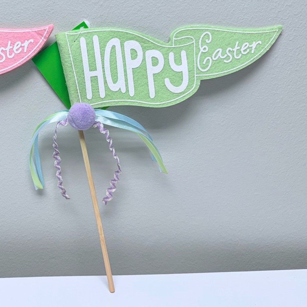New Green Easter Flag Pennants, use as decor or in Easter basket